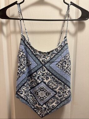 love on a hanger Blue and White Square-Print Handkerchief Cami